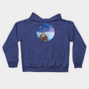 The red deer (Cervus elaphus) in winter Kids Hoodie